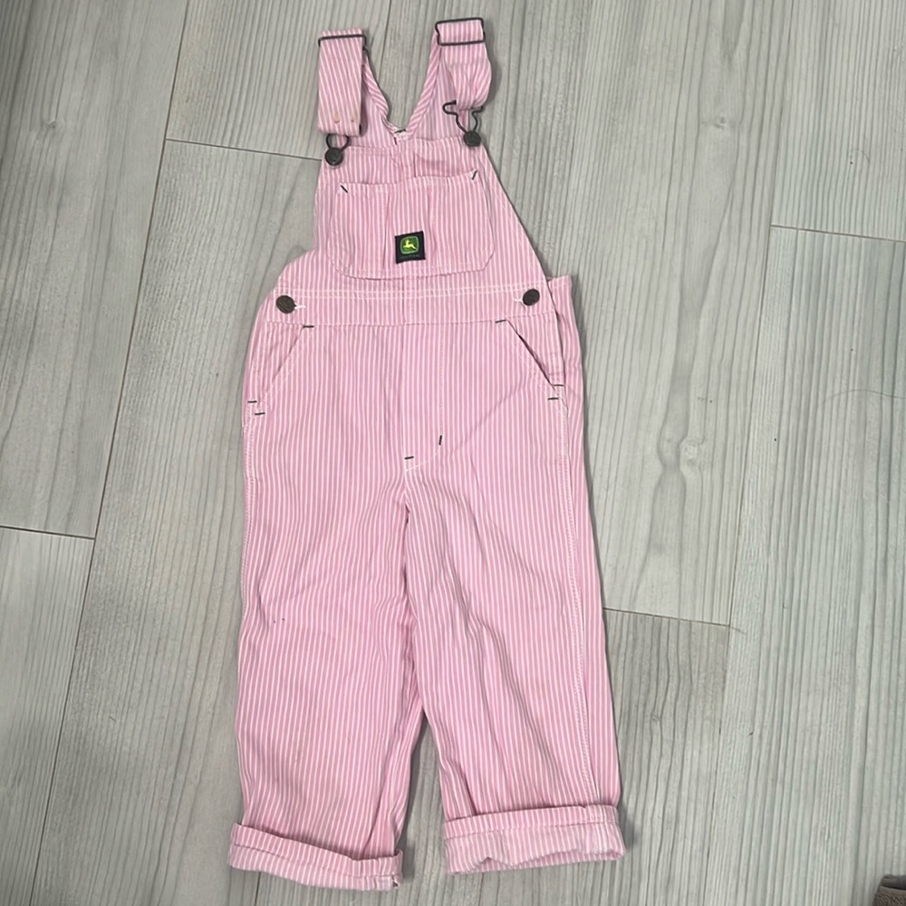Girl's John Deere Striped Overalls